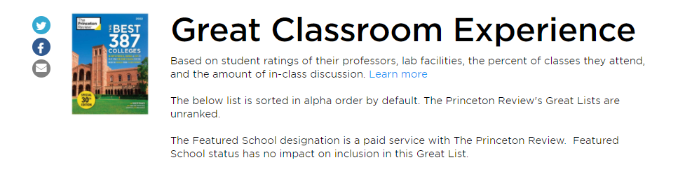 2022《普林斯顿评论》美国最佳大学排名发布