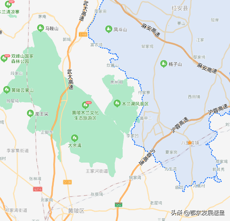 武汉黄陂木兰和红安地铁25号线的构想：可设置融创恒大等六个站点