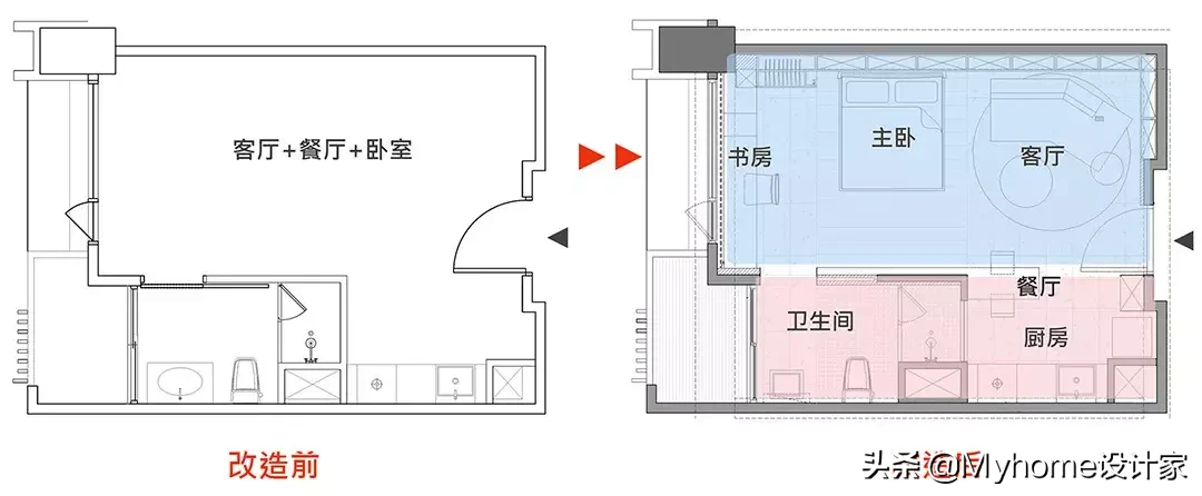 平面图布局攻略33㎡，拥一室一厅一厨一卫，还有大量收纳设计！