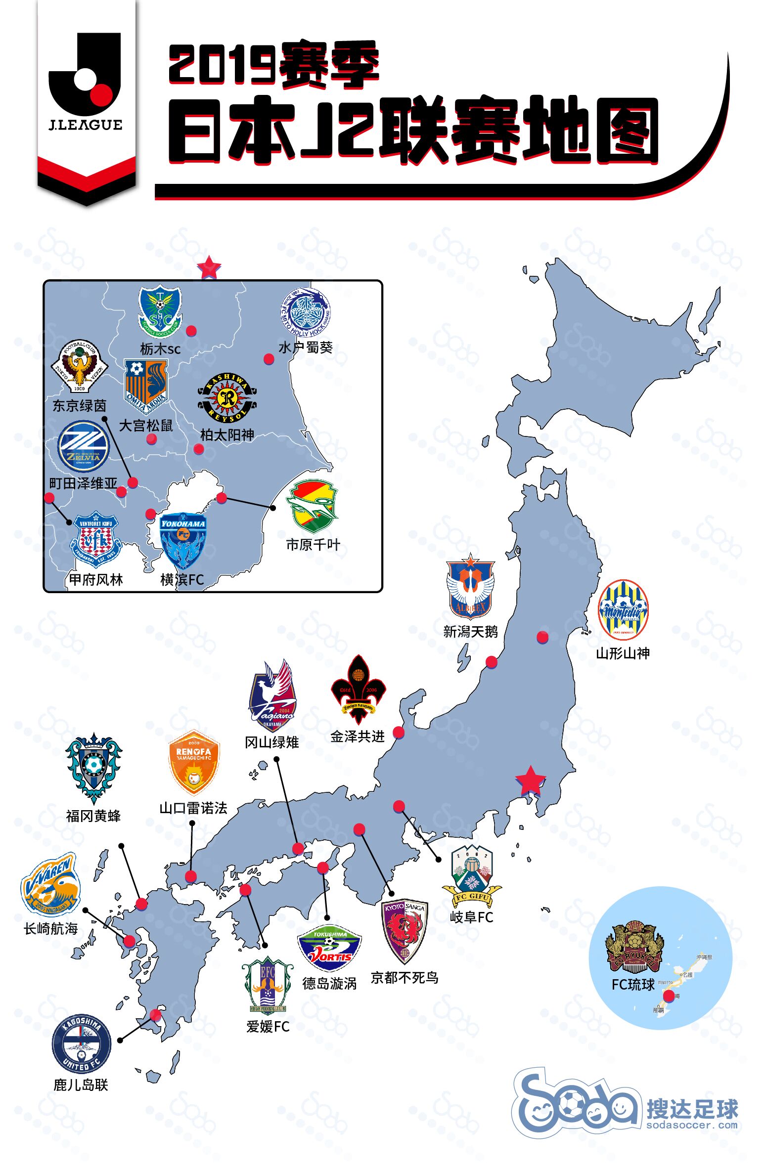 日本j联赛排名(2019赛季日本J联赛36队分布，这些队徽设计绝了！)