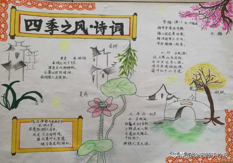 古诗词获奖读书手抄报精选,古诗宋词,诗韵飘香