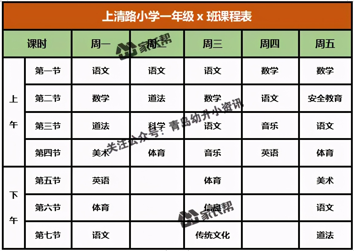 青岛「公办+民办小学」作息时间表及课程表汇总