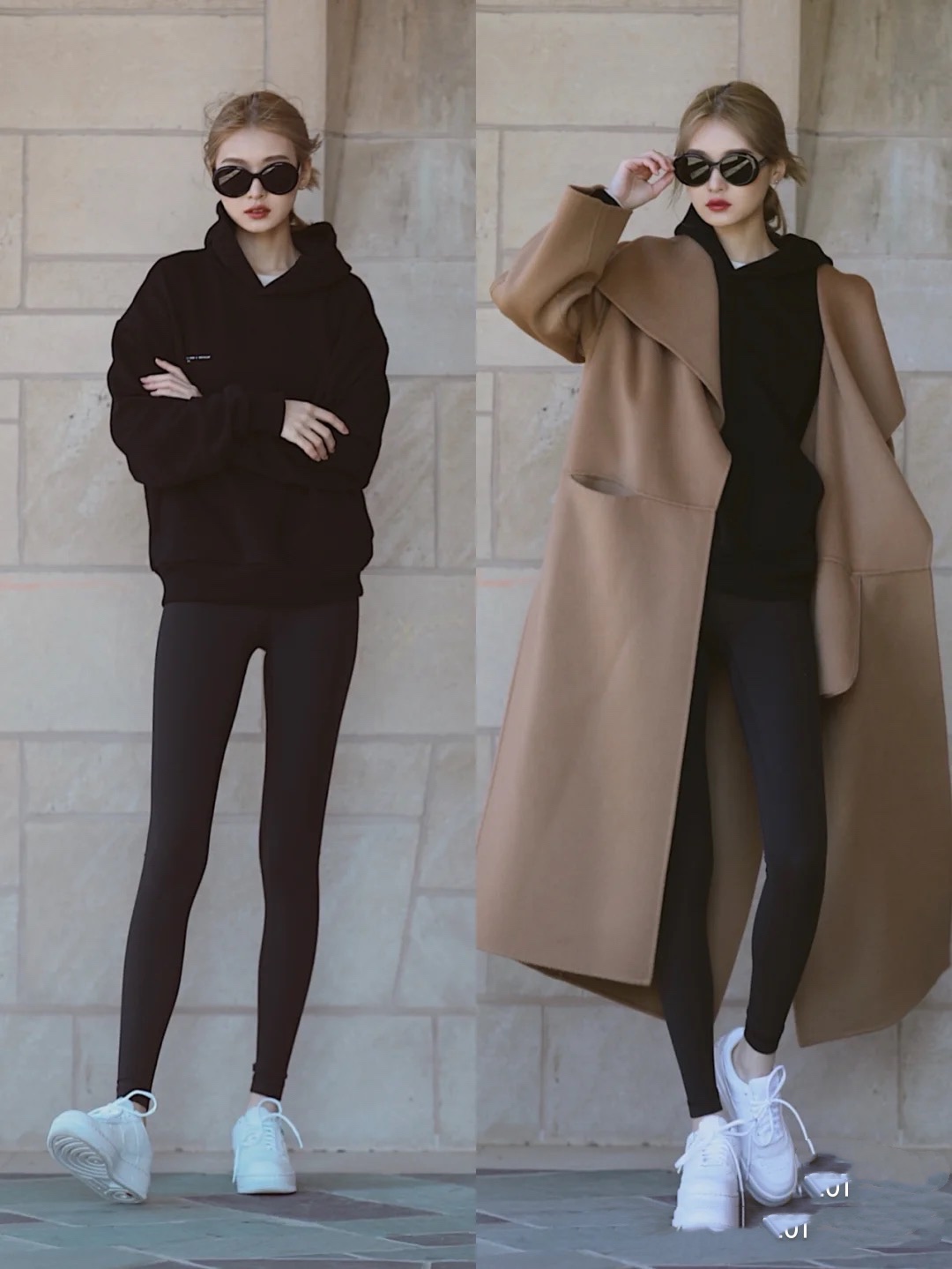 look1:大衣 卫衣冬季卫衣怎么搭配?当然是选择"卫衣 外套".