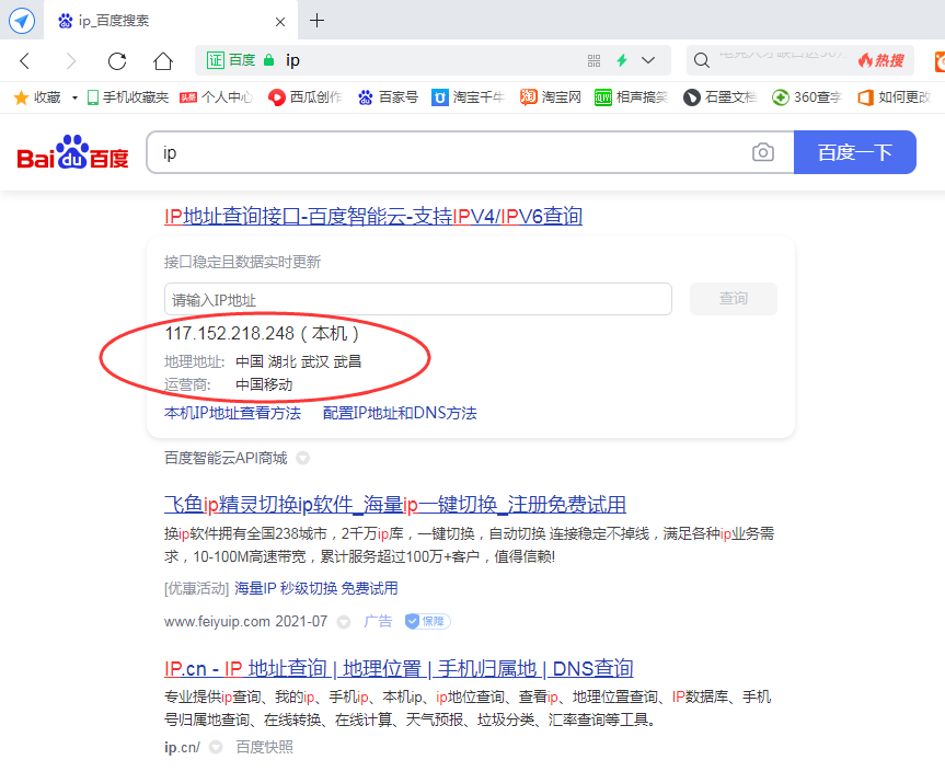 如何查询电脑在互联网、局域网中的ip地址_