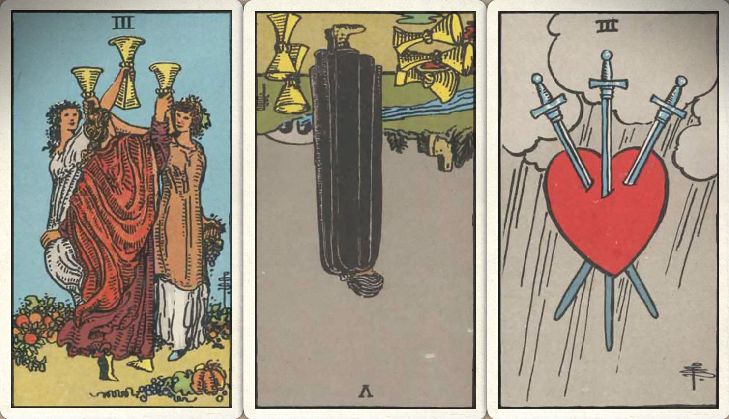 卜牌:圣杯三  圣杯五- 宝剑三 解析:不得不说白羊们在7月的学习考试里