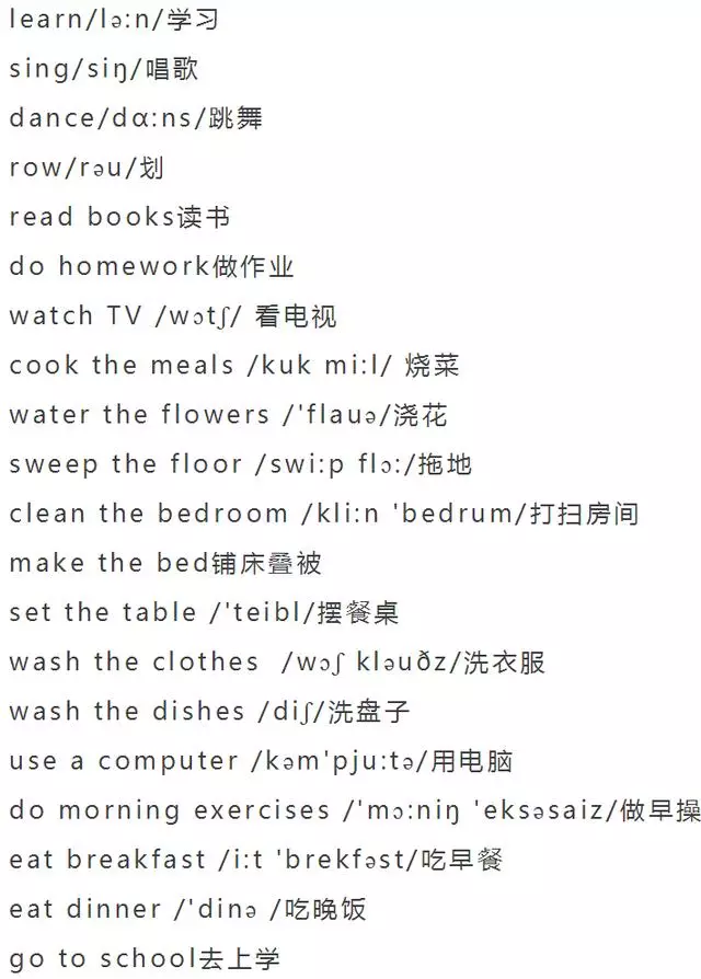 小学英语单词分类大全（附音标）