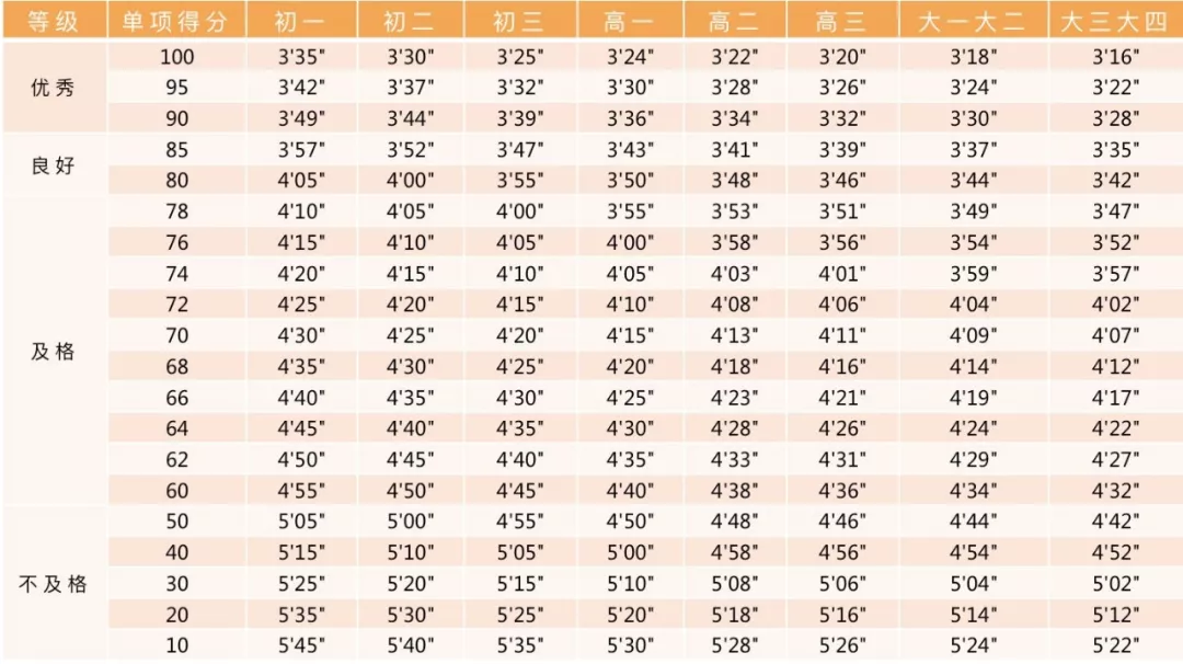小学、初中、高中，各学段体测项目指标及评分标准大集合