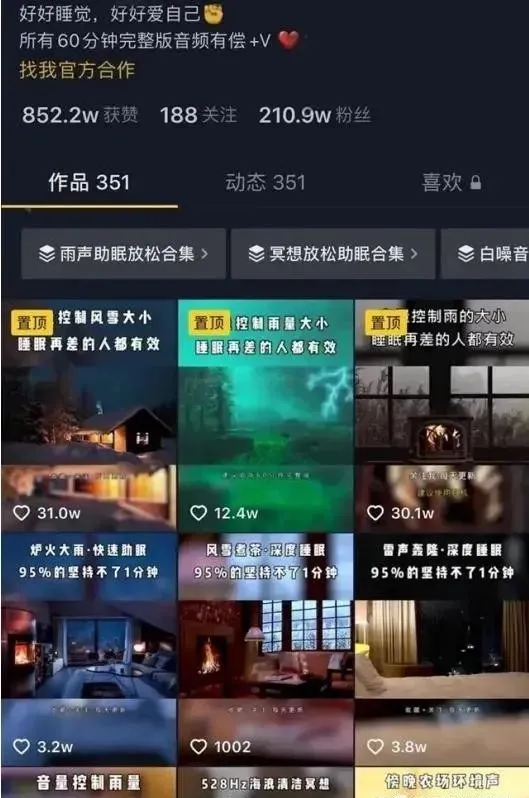 抖音赚钱门道-抖音助眠号暴利赚钱项目解析