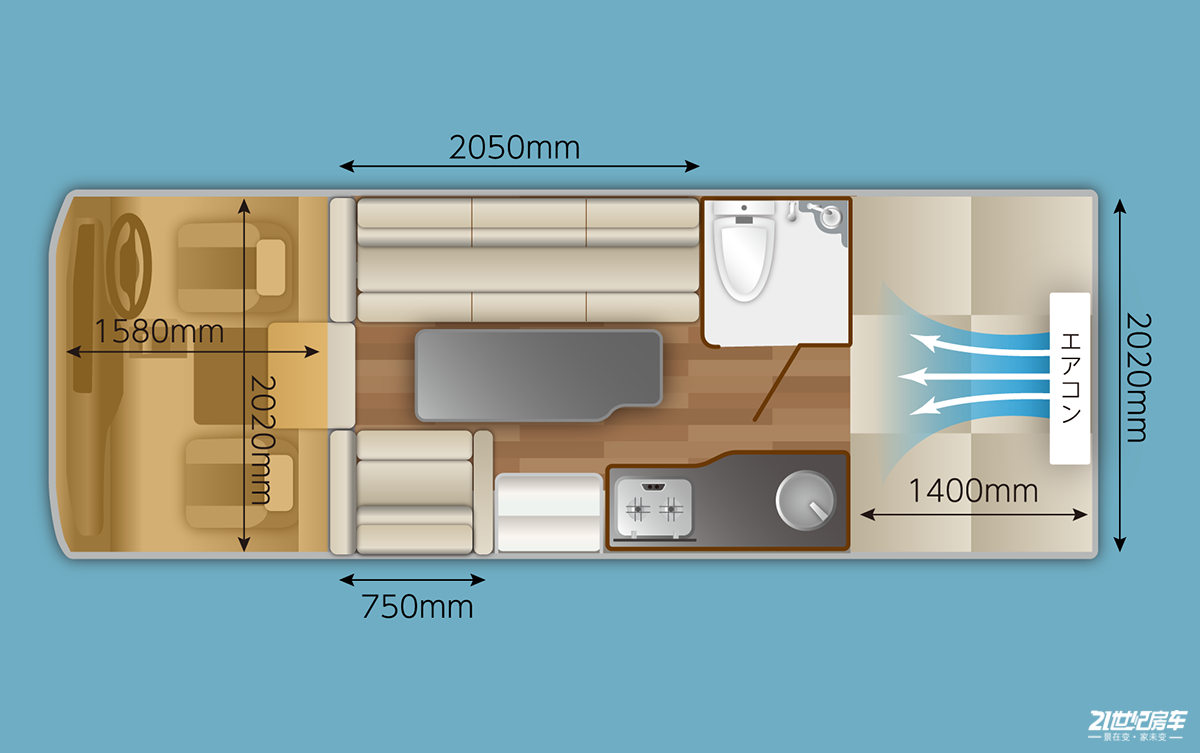 日本高端平头房车长这样!车长6米2最多坐7人,大沙发贼舒服