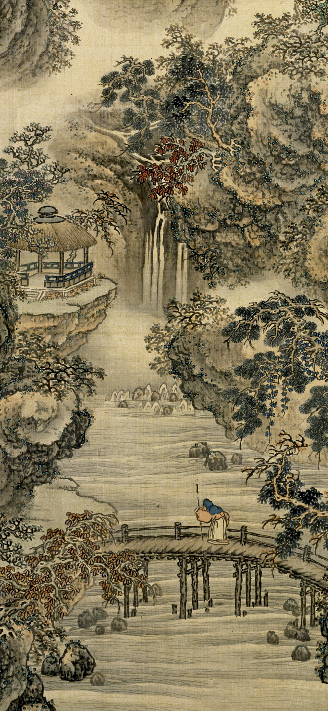 中国风壁纸“鱼儿相伴”，中国传统山水画壁纸