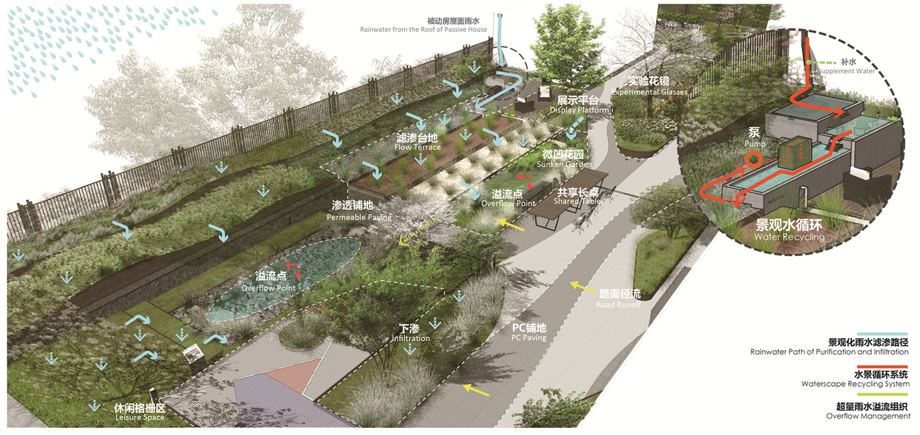 在城市中建设雨水花园等生态景观.