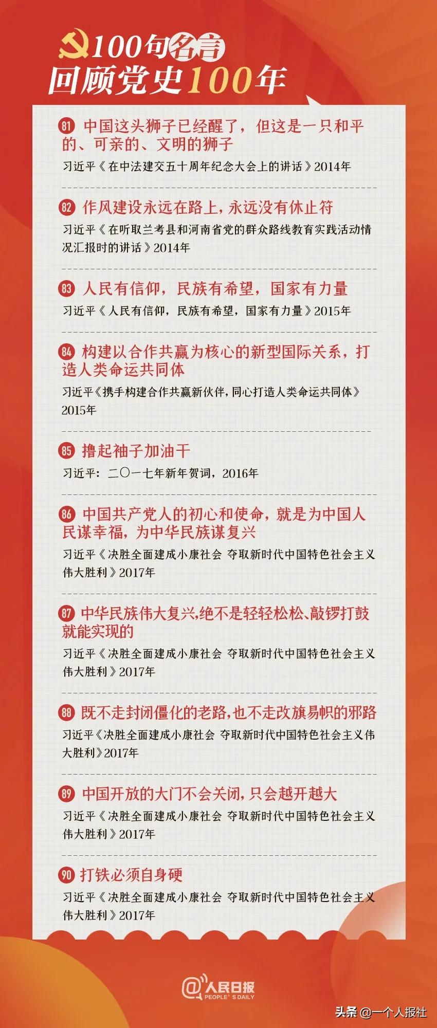 回顾建党100年，100句名言记心间