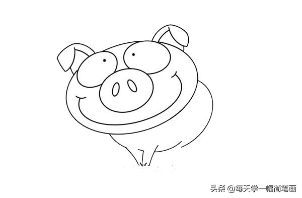 每天学一幅简笔画--粉色卡通猪简笔画