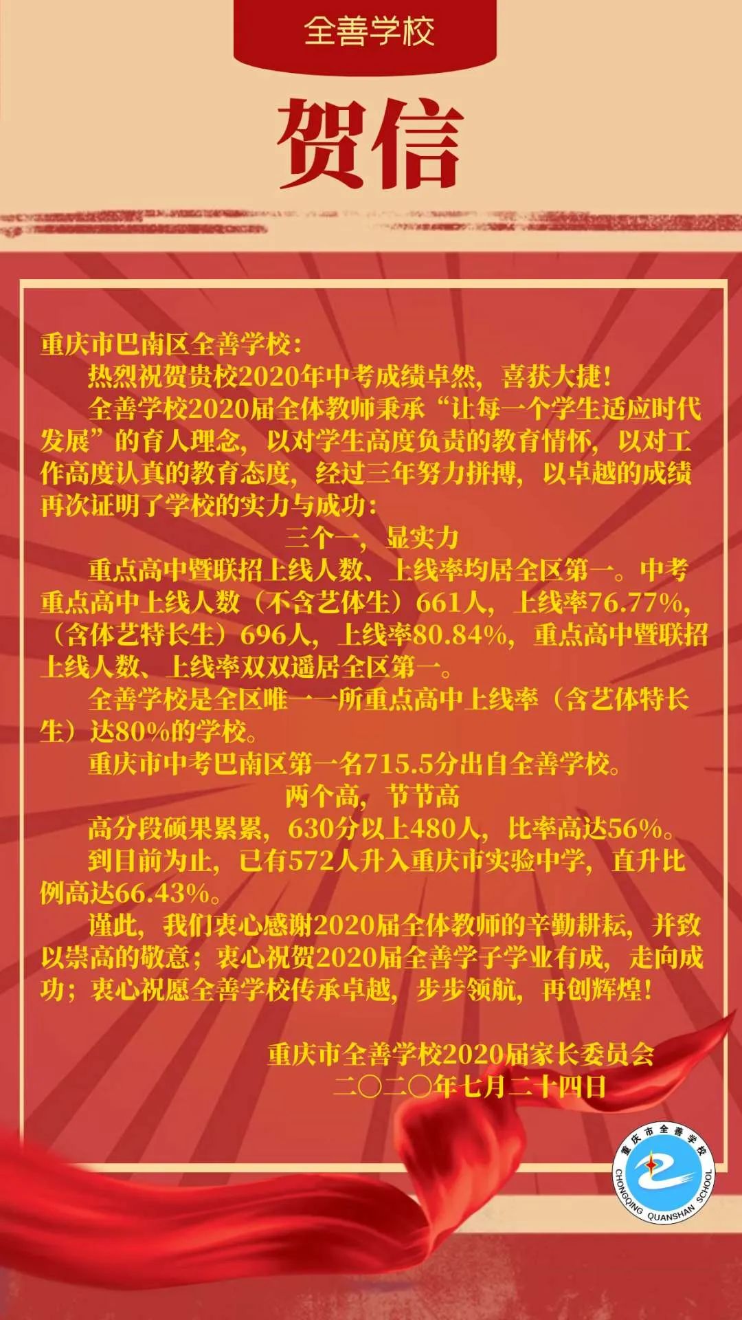 重庆主城区部分中学中考喜报