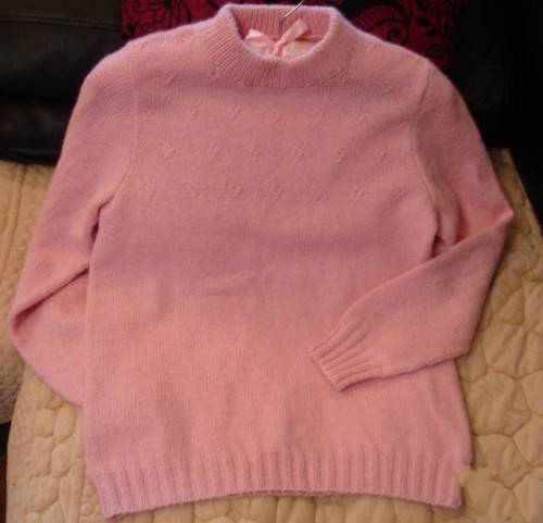 简单漂亮的粉色女童羊绒打底衫编织，附编织教程