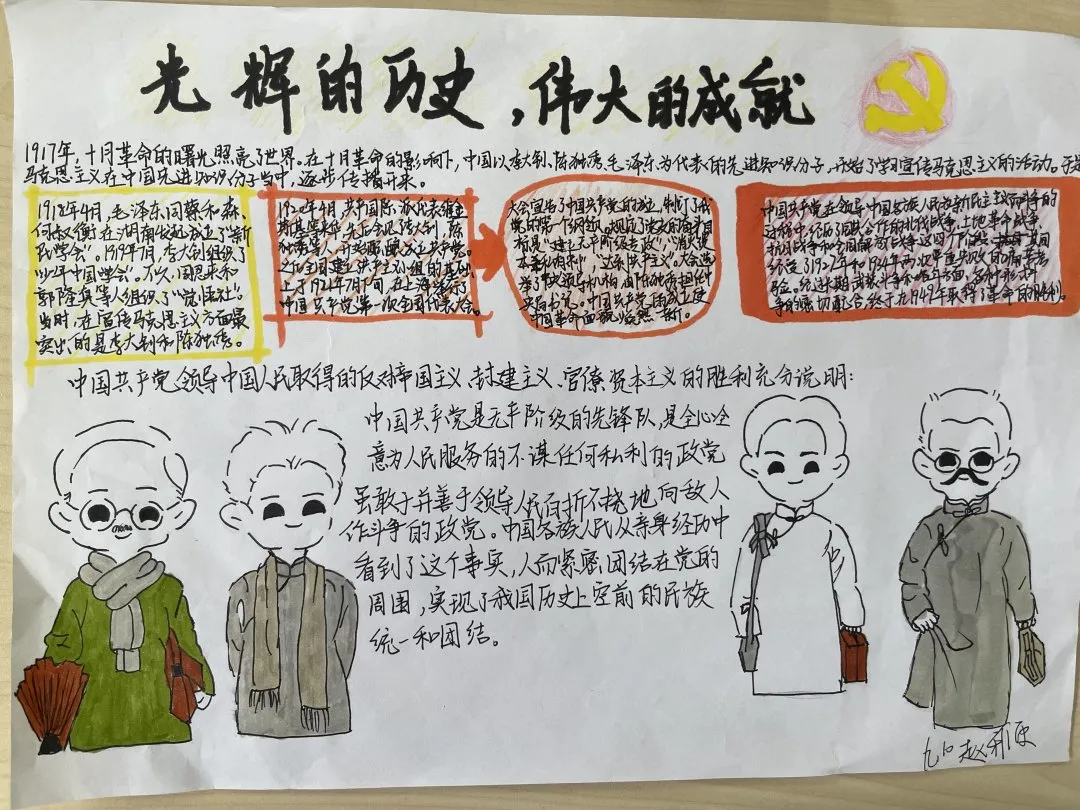 青岛31中道德与法治名师工作室"学党史,知党恩,跟党走"手抄报