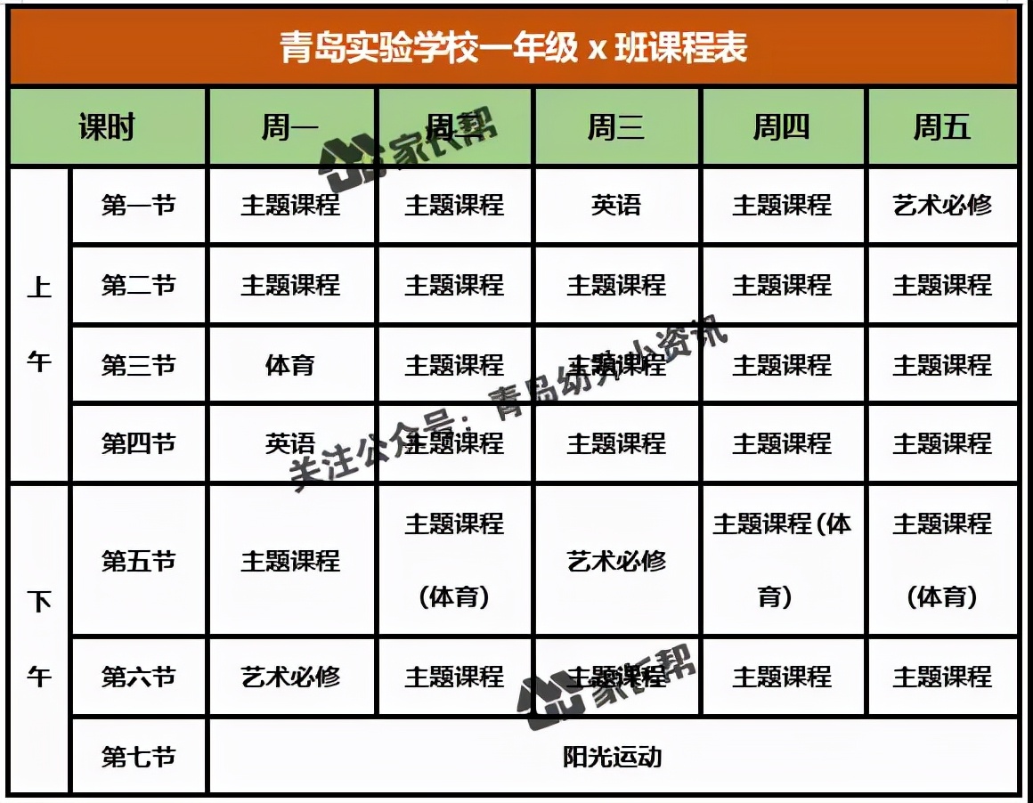 青岛「公办+民办小学」作息时间表及课程表汇总
