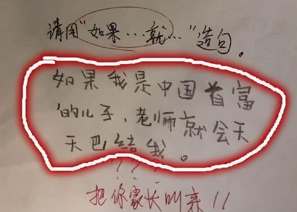 小学生花式造句走红，老师看后笑出鹅叫，家长却气得直跺脚