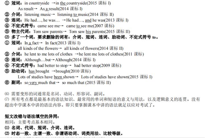 高中英语：短文改错知识点总结！高中生赶紧收藏