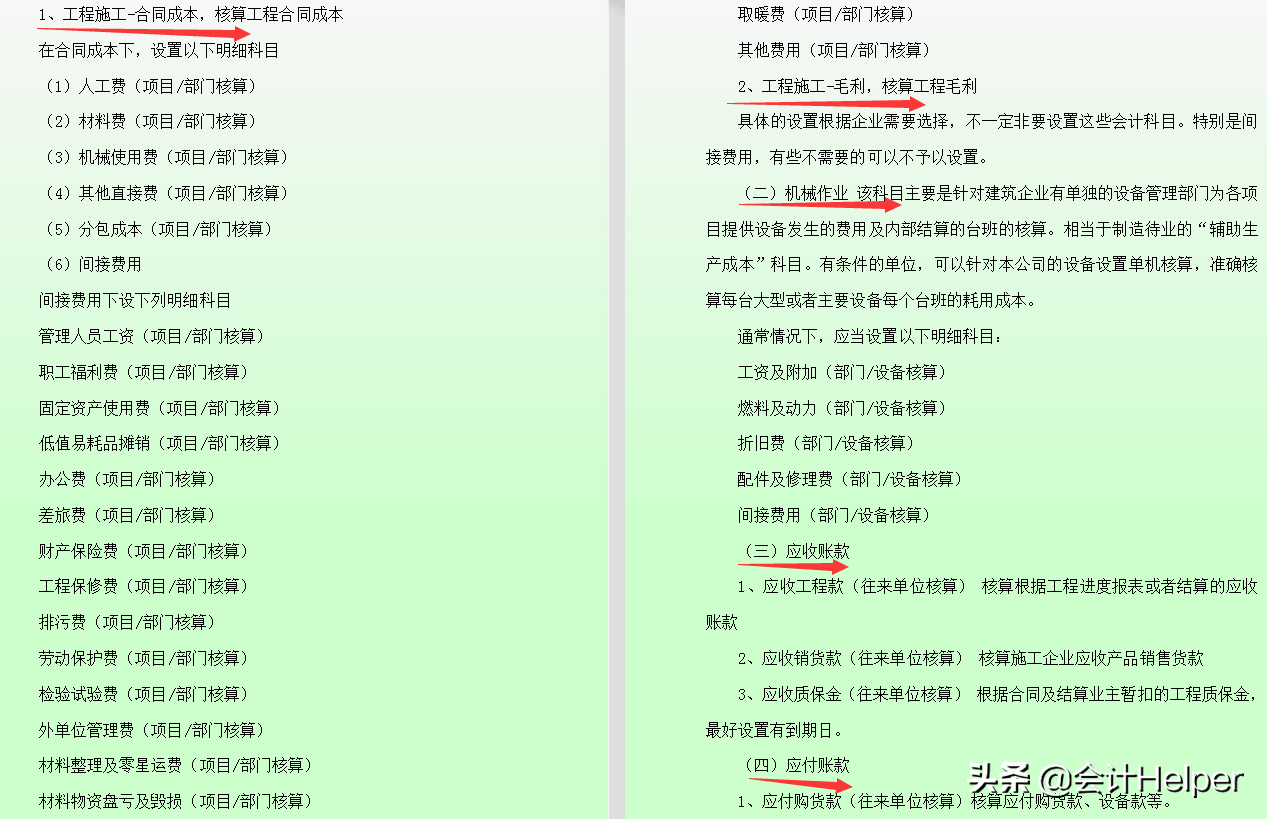建筑会计工作经验分享：建筑会计分录+会计科目+成本核算，全了