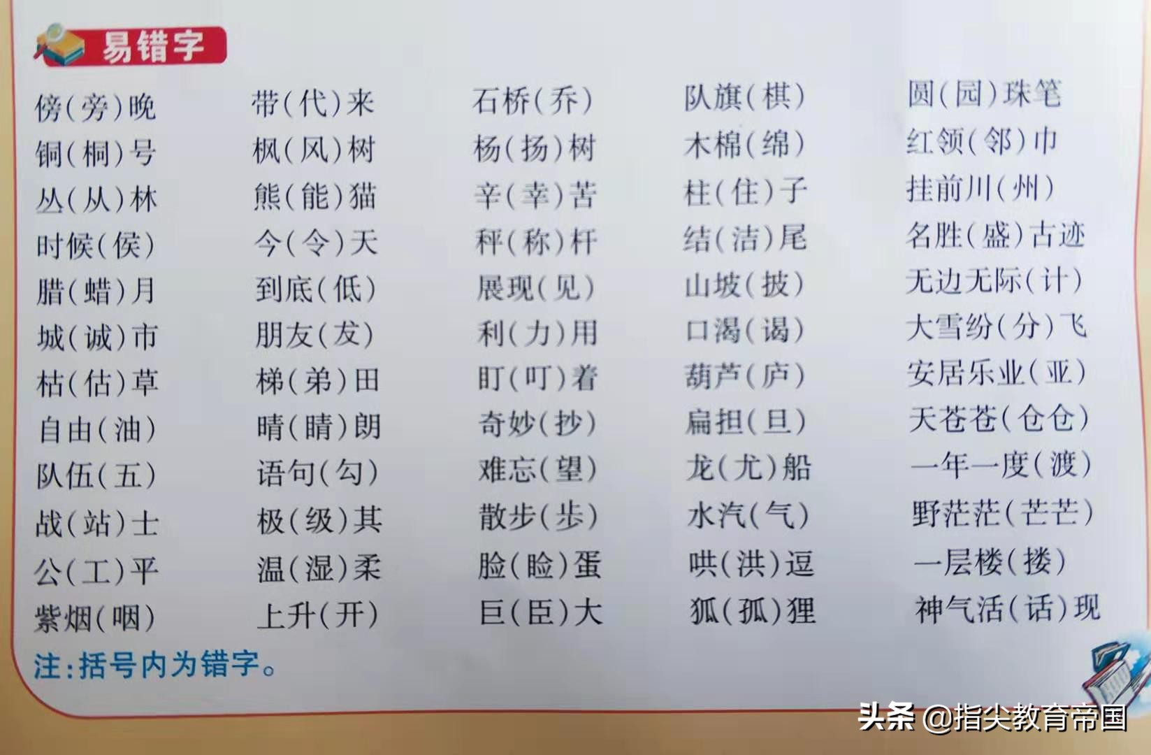 二年级语文期末复习：易错字、多音字、近义词、反义词、成语分类