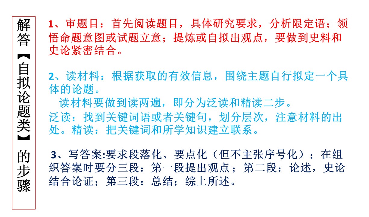2021届高考历史备考指导：小论文方法指导——自拟论题、观点评析