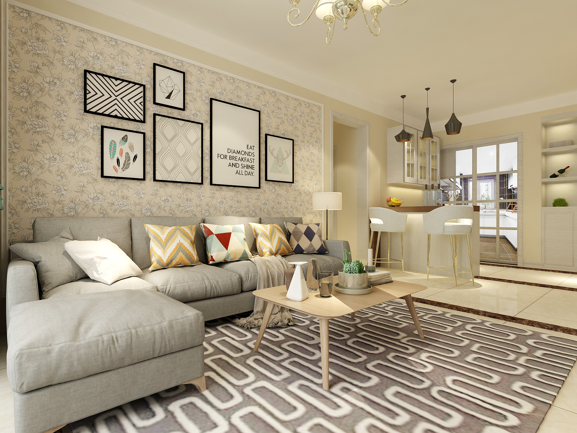 装修案例丨华润橡树湾126㎡现代简约风，改动厨房门收纳增加一倍