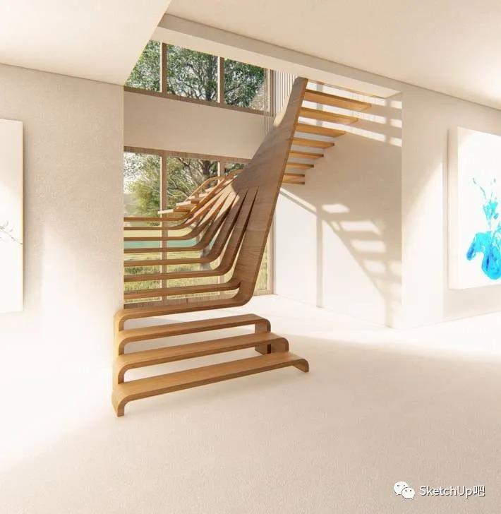 SU建模教程·骚断腿的曲线楼梯