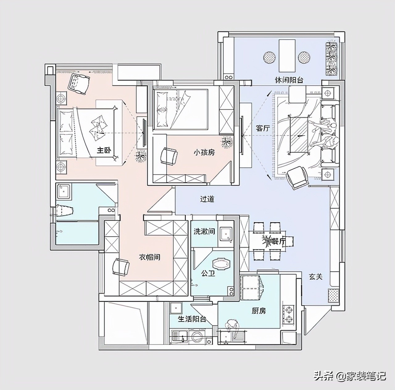 106㎡美式风，三房改两房，主卧多一个衣帽间，整体实用又很温馨