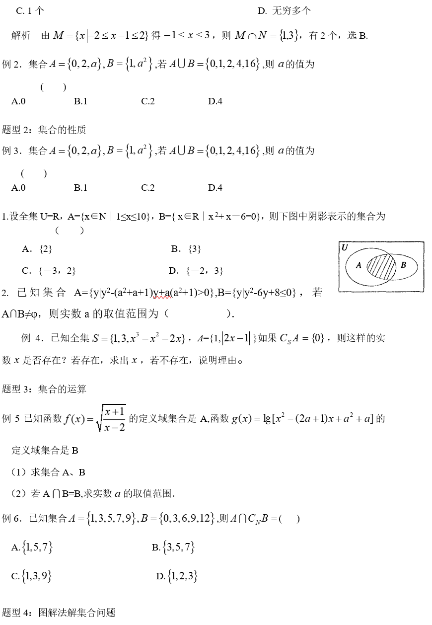 「高一数学01」「集合」这几份讲义请收下！习题均含答案可打印