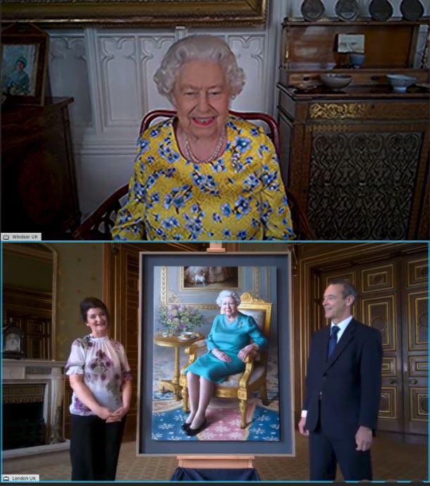 94岁英女王也玩直播聊天！幽默用视频直播为自己肖像画揭幕