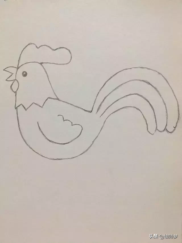 「简笔画」儿童简笔画教程，公鸡中的战斗机欧耶