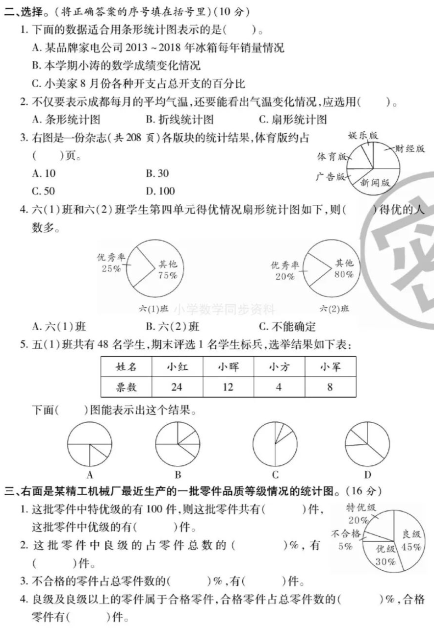 北师大版数学六年级上册《第九周》扇形统计图