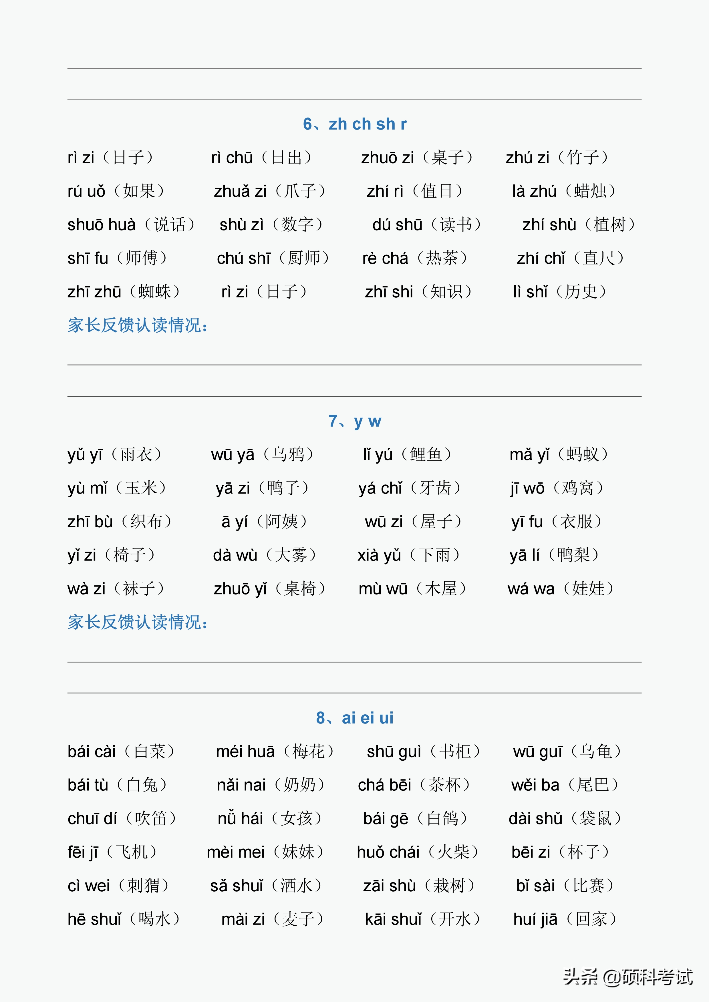 一年级拼音拼读：声母、韵母、整体认读音节、声调及练习，收藏好