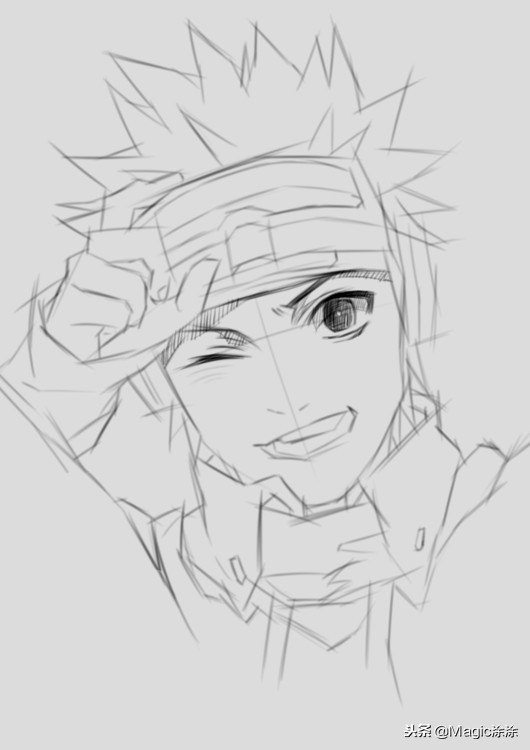 积极乐观的素描风宇智波带土宇智波带土素描