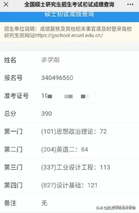 华东理工大学工业设计390分成功录取！一起看李学姐是怎么备考的