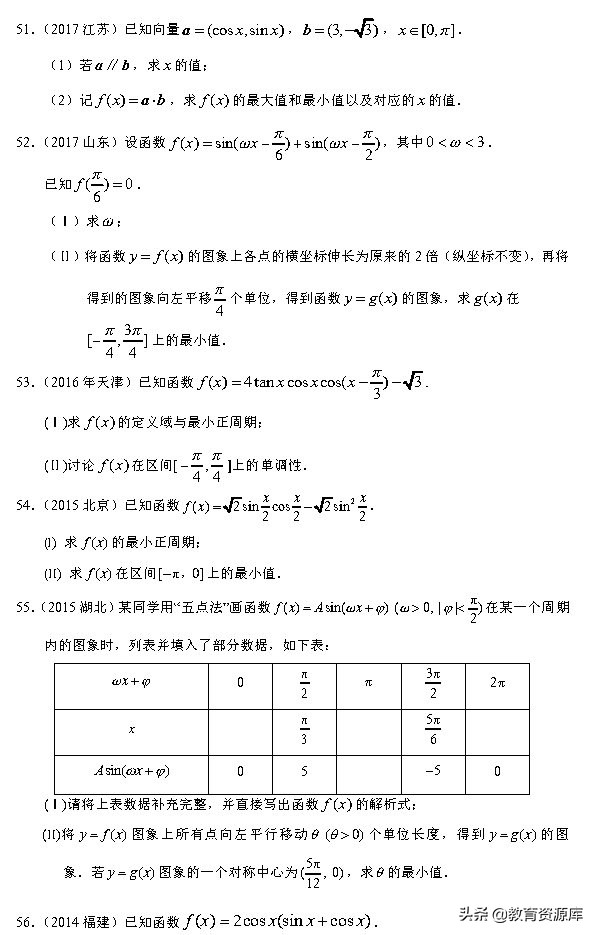 高考数学：2010—2018真题汇编 专题四 三角函数与解三角形