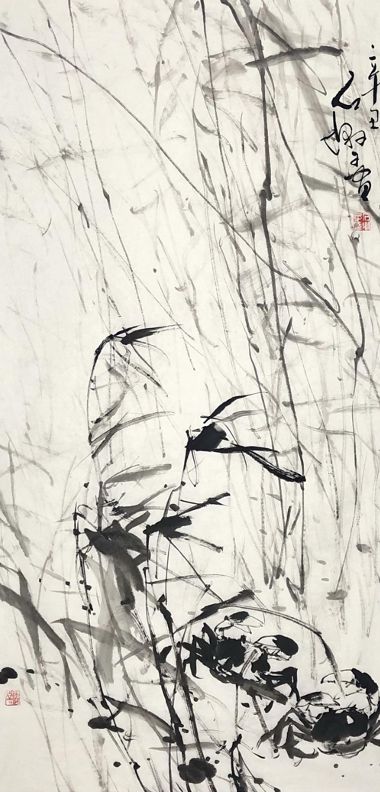 力量与奔放——观石墩子水墨写意蟹有感