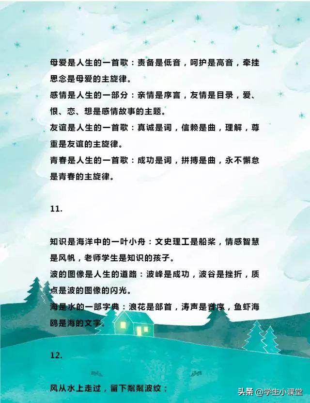 好的作文离不开好的句子，这些素材，小学初中都能用，让文章升华