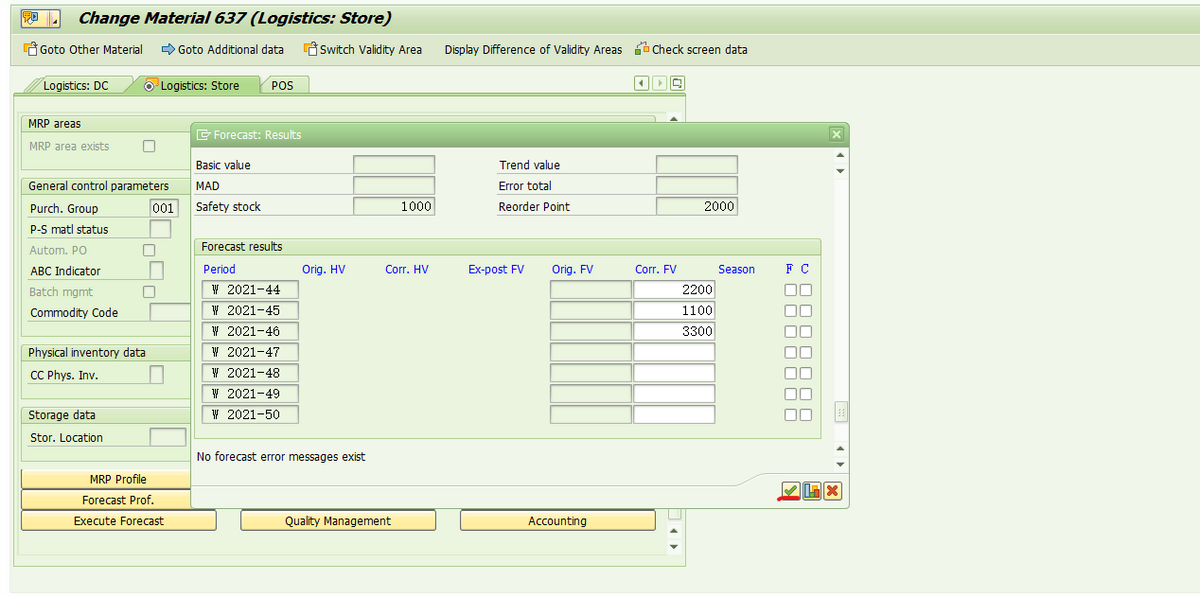 SAP 自動補貨WRP1R事務程式碼報錯 - Forecast values for determin...