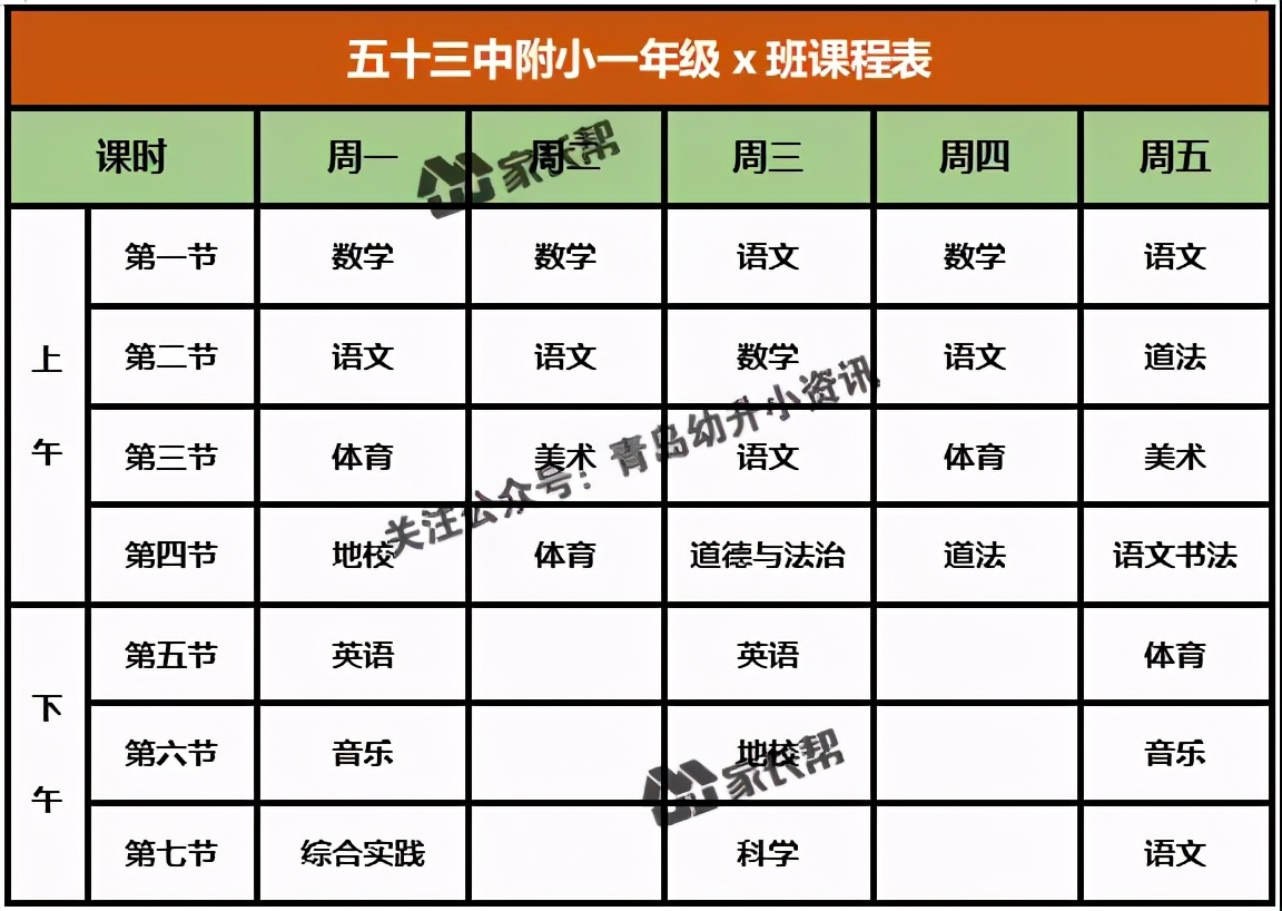 青岛「公办+民办小学」作息时间表及课程表汇总