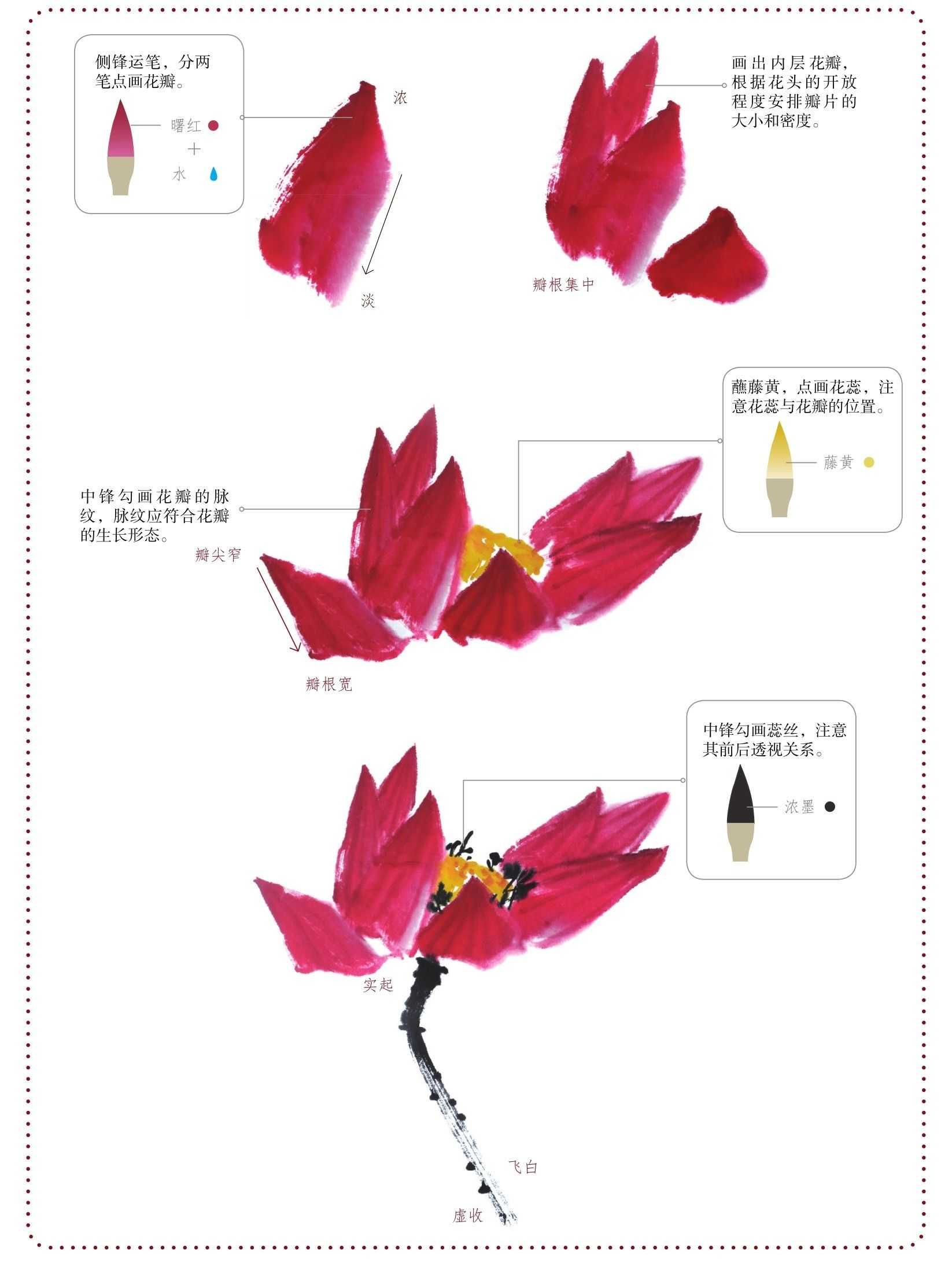 学会这些,画荷花很简单