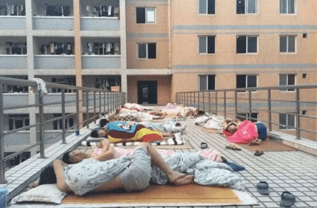 哈工大宿舍挥汗如雨，众多学生行政楼前打地铺，学校被吐槽上热搜