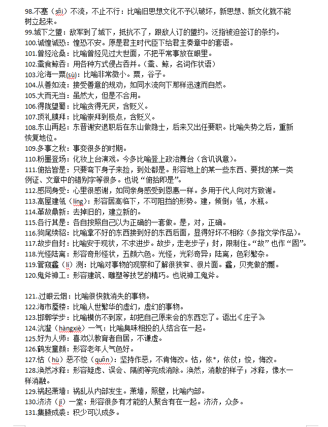 每天背五个，2020高考语文必须掌握的易错成语400例，高考全搞定