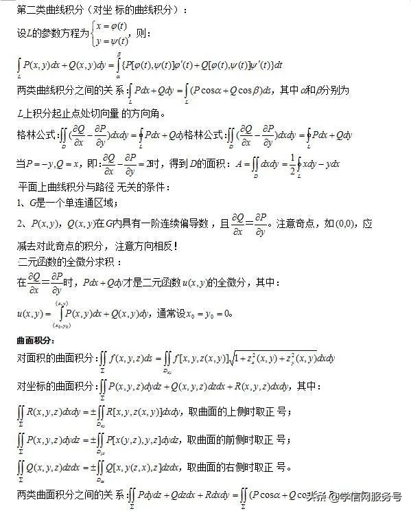 成考考试科目专升本：高数公式一览表