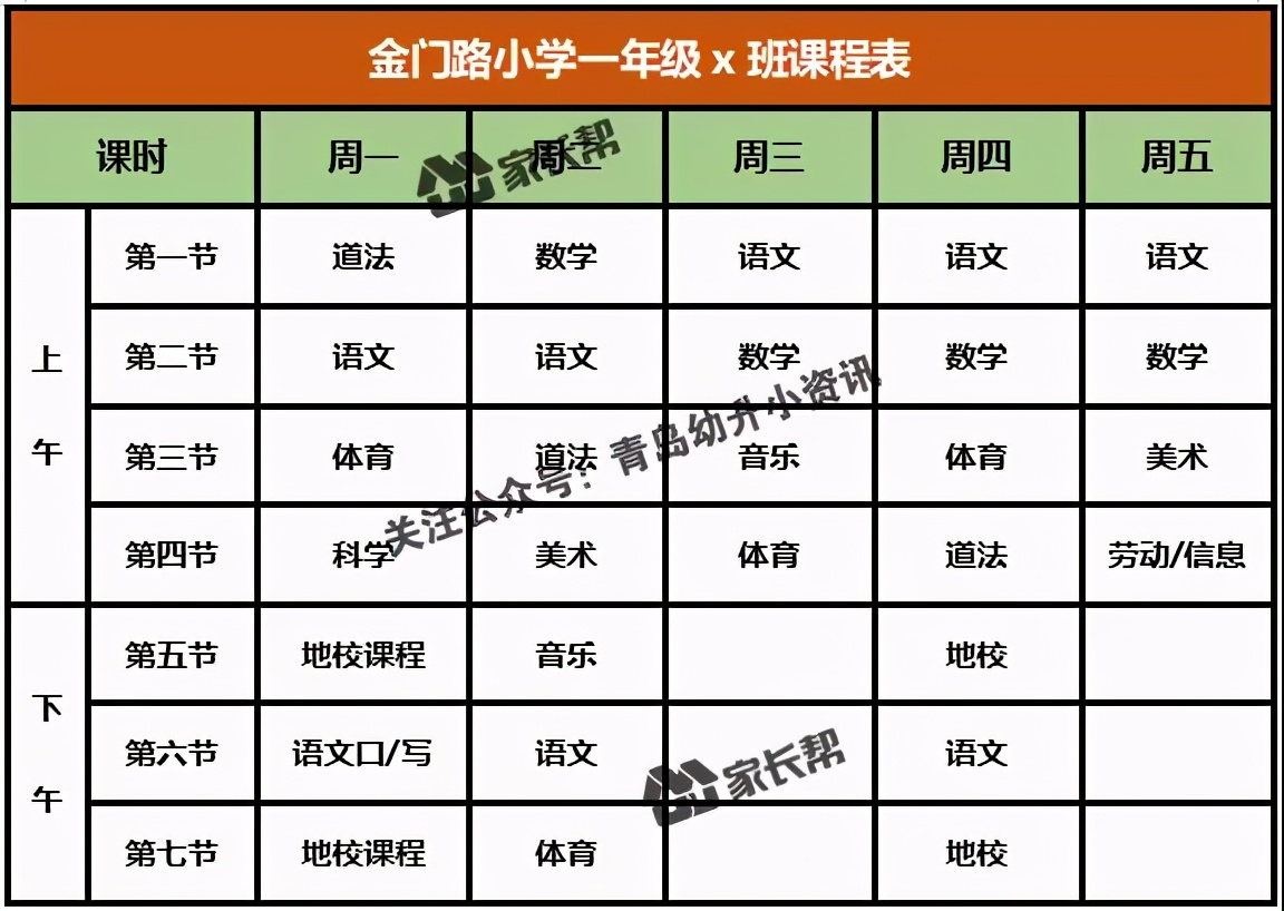 青岛「公办+民办小学」作息时间表及课程表汇总