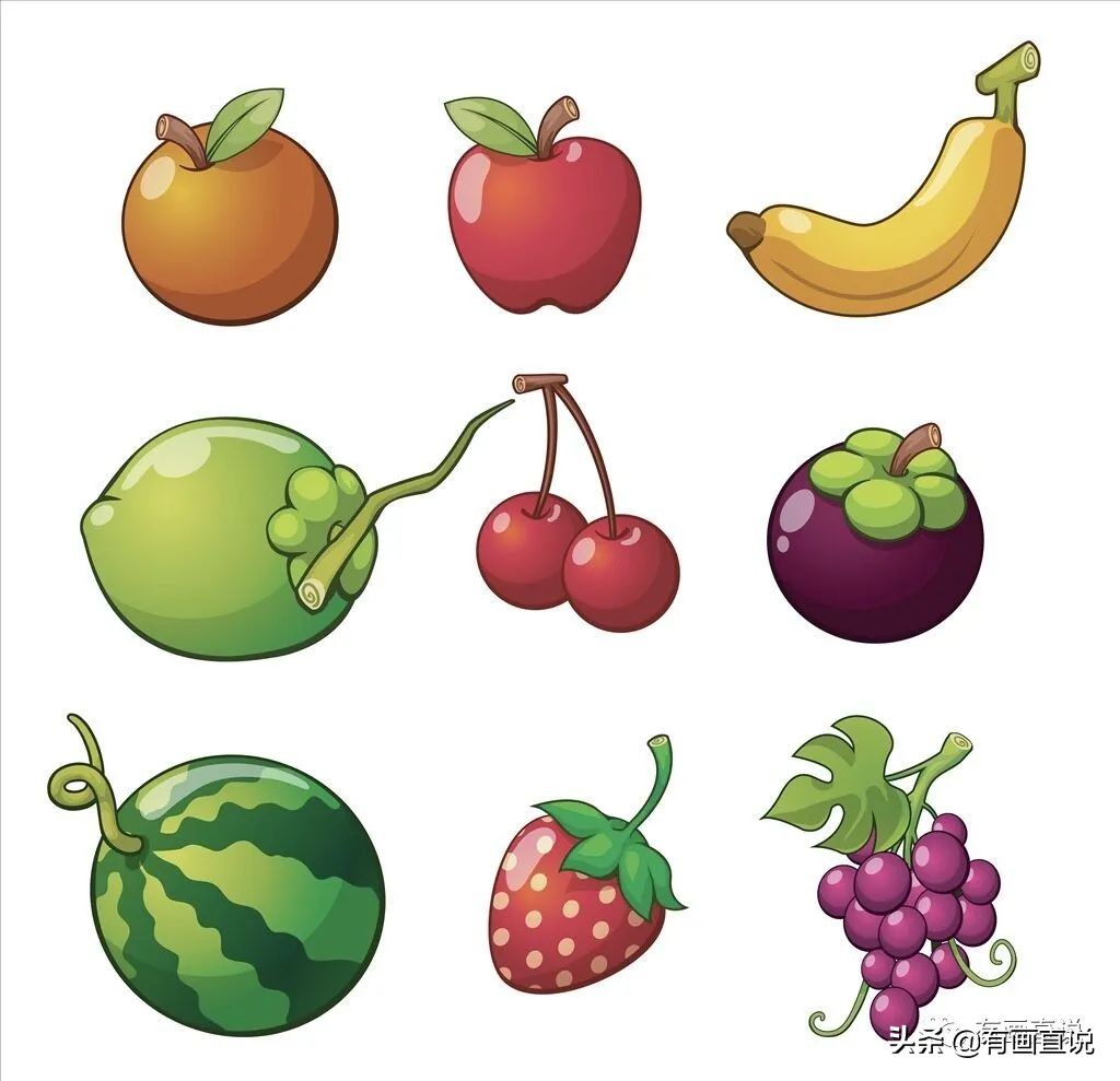 儿童画简笔画临摹素材52张：水果系列画法，收藏备用，在家学画画