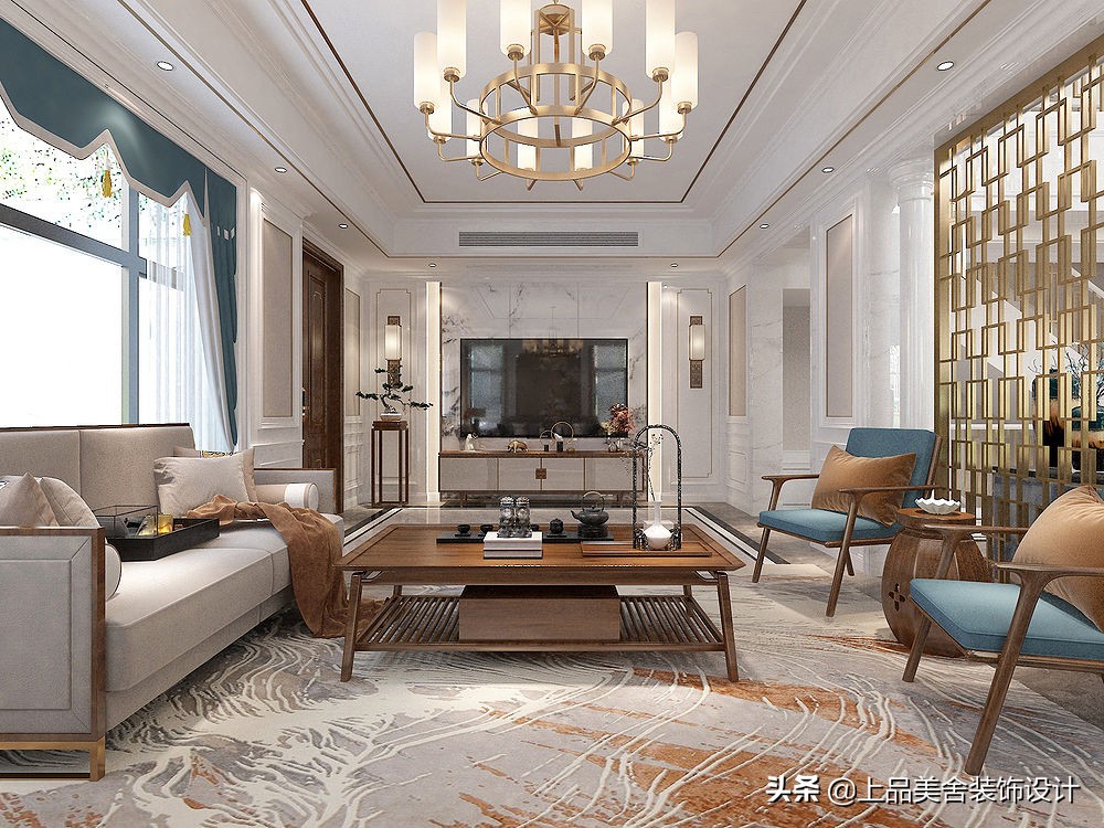 济南夫妇晒540㎡中式端景墙装修效果图，典雅大气尽显东方韵味