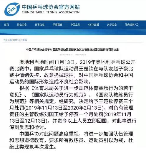 世界杯王楚钦为什么换拍(国乒刺头一箩筐，扔拍遭禁赛的王楚钦还真排不上号！-乒乓国球汇)