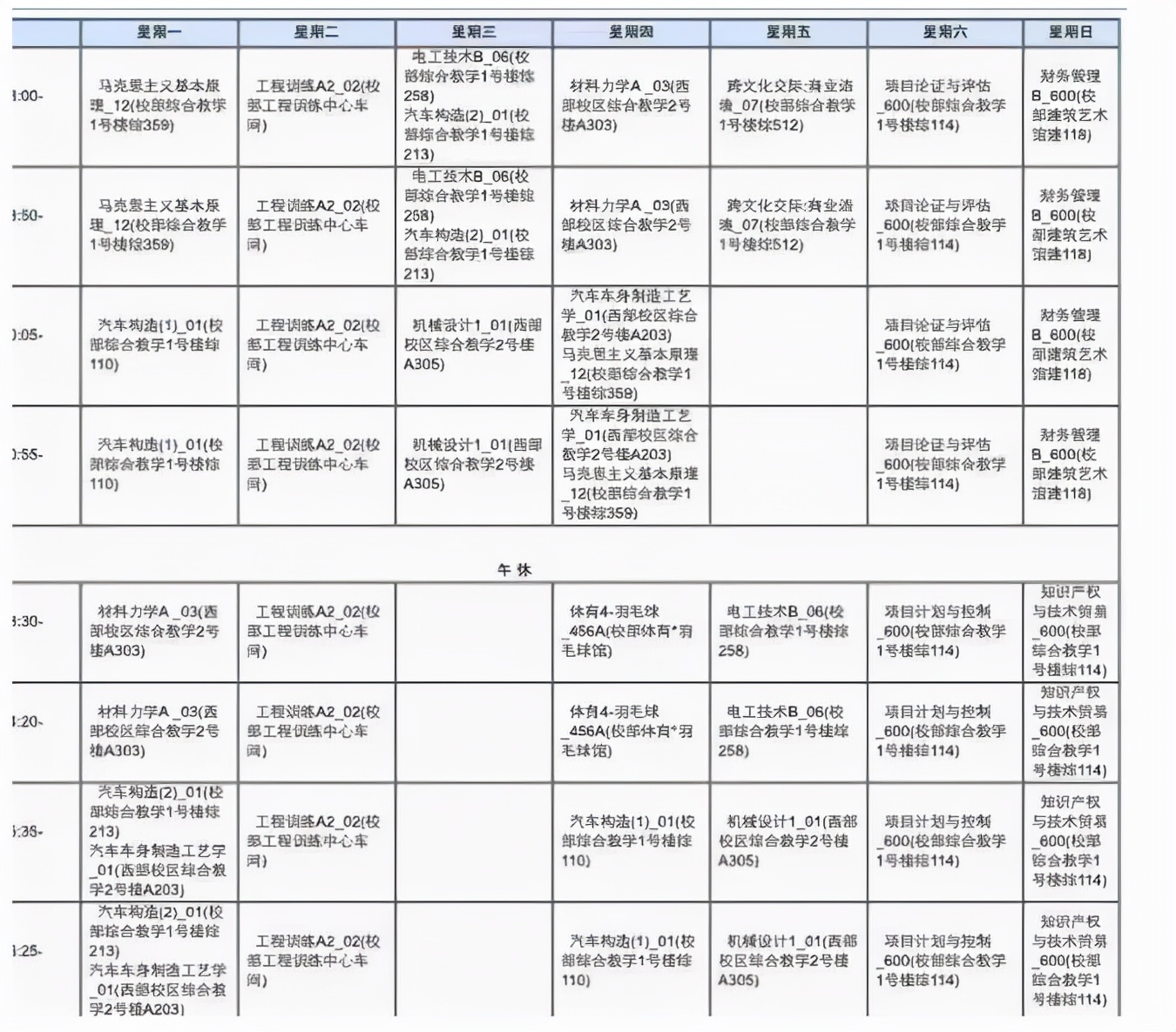 大学生流行晒“课表”，看完一周满课的课表，网友说学生赚到了